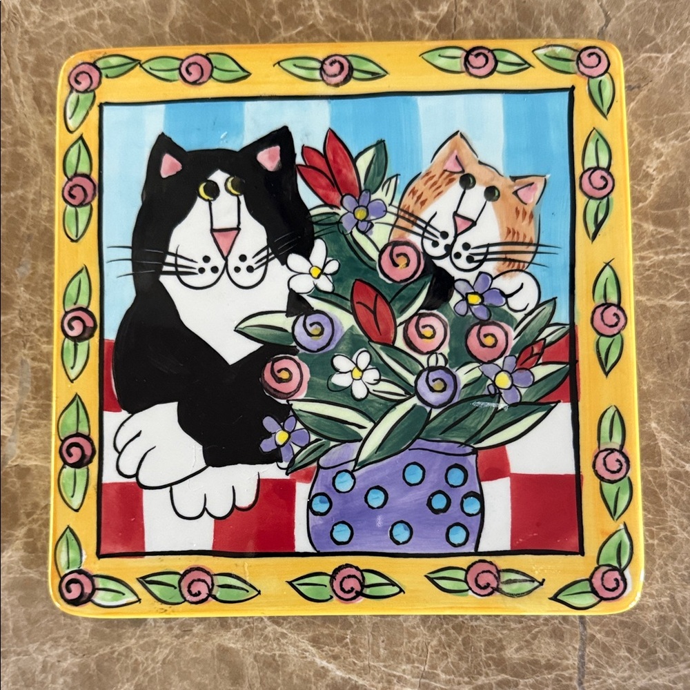 Vintage 2000 Catzilla tile trivet collectible.